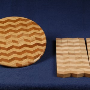 Our new chevron pattern board is used to create a lazy susan, a favorite around our kitchen.