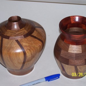 2 Vases using the Oats design with Maple and Walnut.