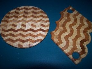2 generation lazy susan and 3 generation cutting board of the same oak and cherry material.