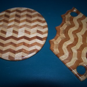 2 generation lazy susan and 3 generation cutting board of the same oak and cherry material.