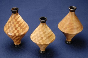 segmented turning single generation blanks. 3 different combinations of birch, mahogany and poplar demonstrate color use in design.
